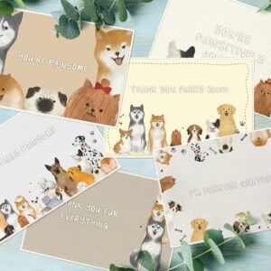 48 Dog Thank You Card Set, Dog Pun Note Cards Pack with Envelopes, Puppy Greeting Notecards Bulk, Cute Boxed Assortment Quip Cards for Gratitude, Recognition, Appreciation, 4 x 6 in