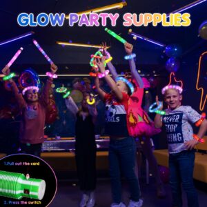 Gigilli 24 Pack Glow Sticks Party Favors for Kids 4-8-12, Christmas Stocking Goodie Bags Stuffers Light up Pop Tubes, Bulk Glow Necklace Bracelet Birthday New Years Eve Glow in the Dark Party Supplies