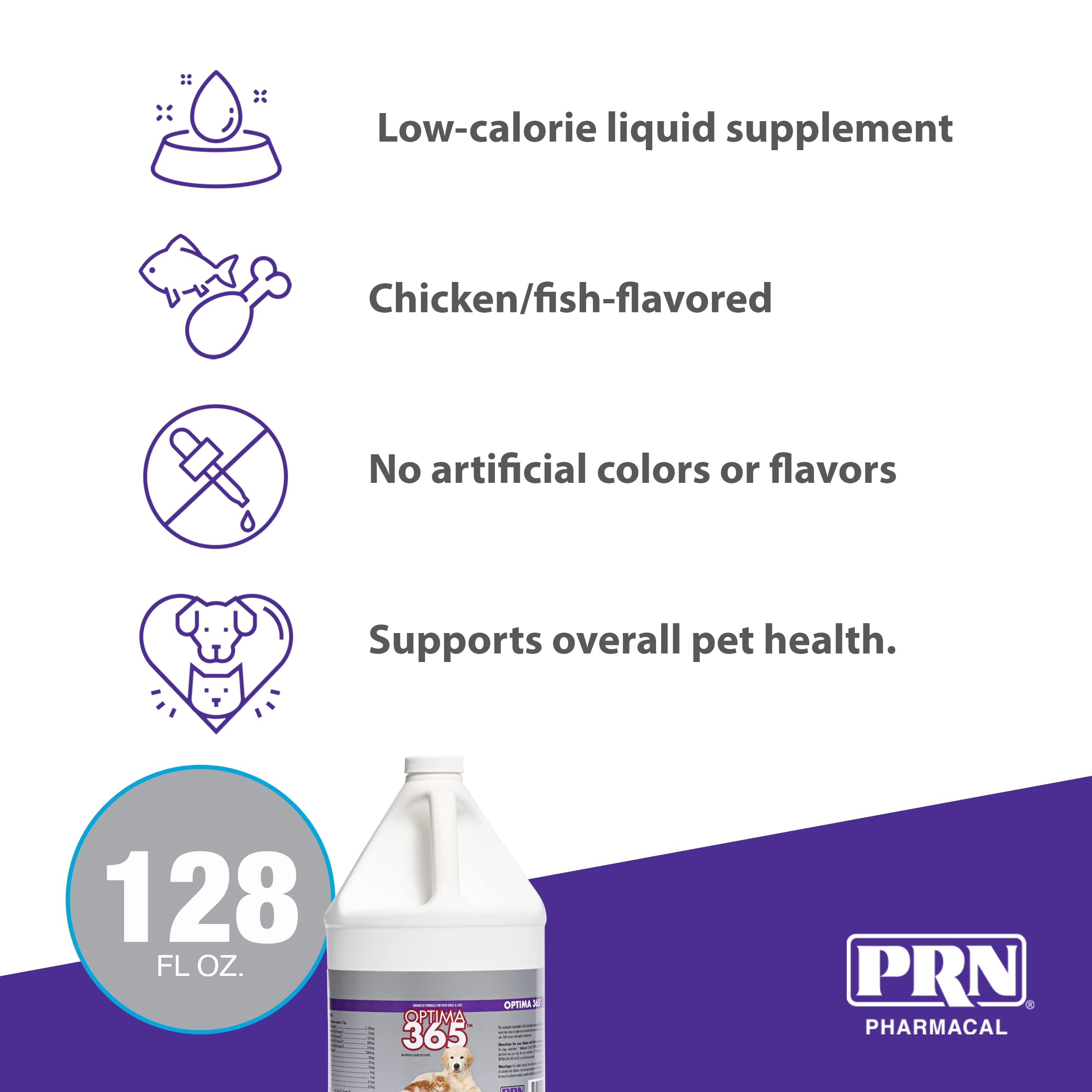 PRN Pharmacal Optima 365 - Essential Fatty Acids Nutritional Supplement for Cats & Dogs - with Omega-3, Omega-6, Omega-9, & Other Vitamins & Minerals to Support Overall Pet Health - 1 Gallon