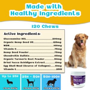 Pampered Chicken Mama Glucosamine for Dogs Chews (120 Count) Heathlir - Soft Dog Joint Supplement with Chondroitin, MSM, Turmeric, & Collagen Joint Support for Dogs