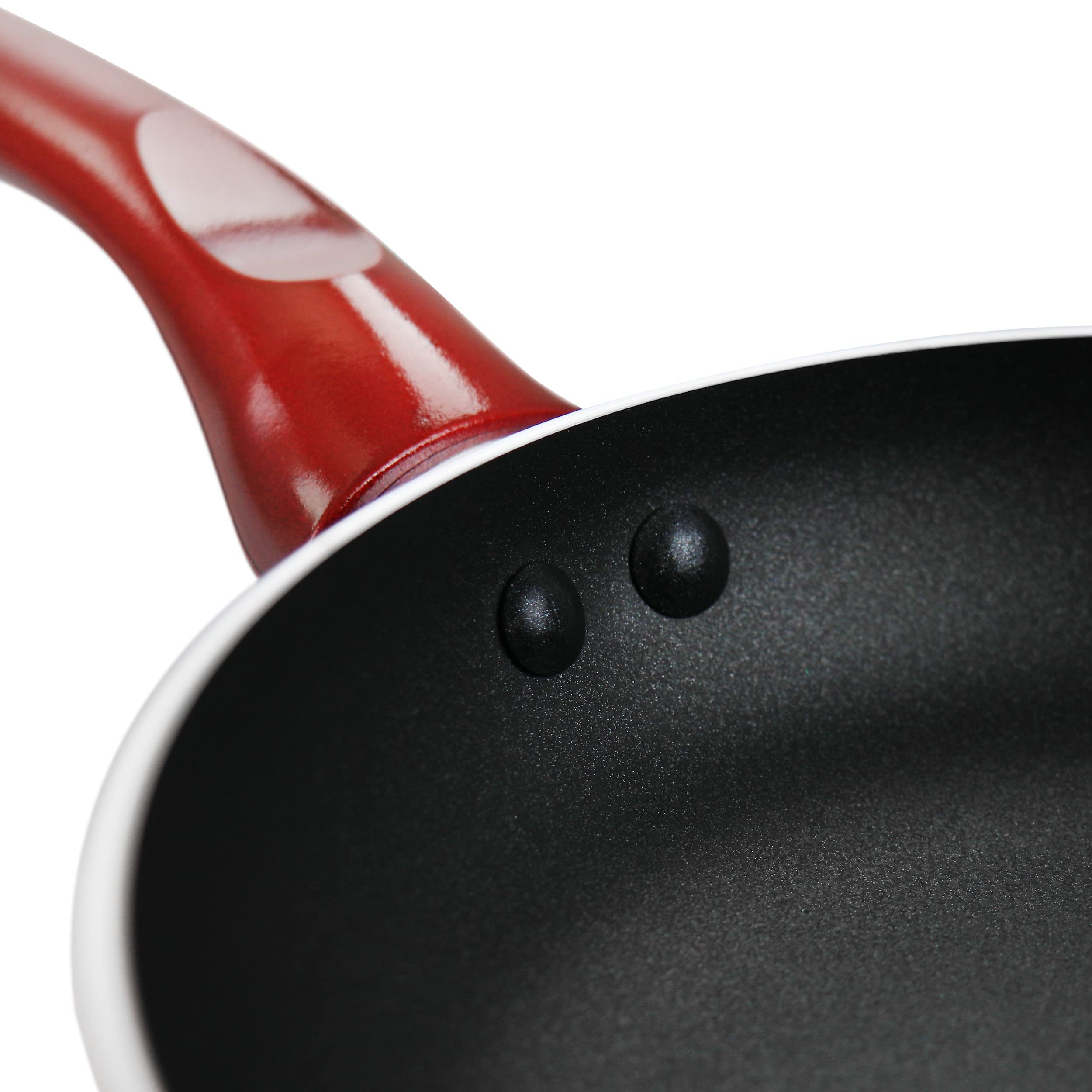 Better Chef 8in Silver Metallic Non Stick Gourmet Fry Pan in Red