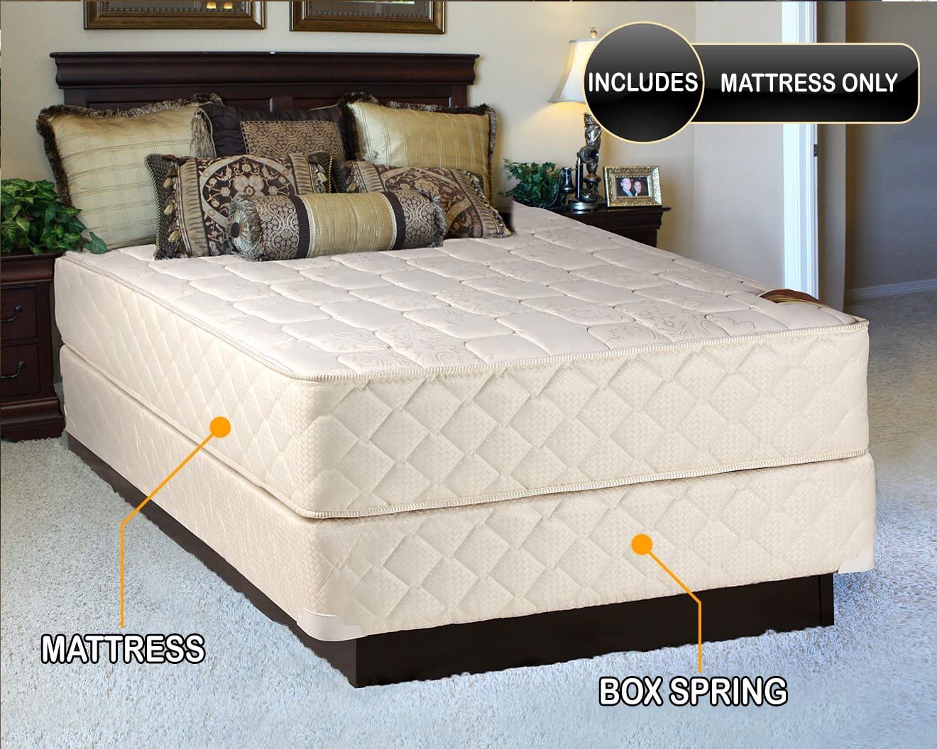 DS Solutions USA Grandeur Deluxe Full XL Medium Firm Two-Sided Mattress Only with Mattress Cover Protector Included - Fully Assembled, Sleep Support, Longlasting Comfort