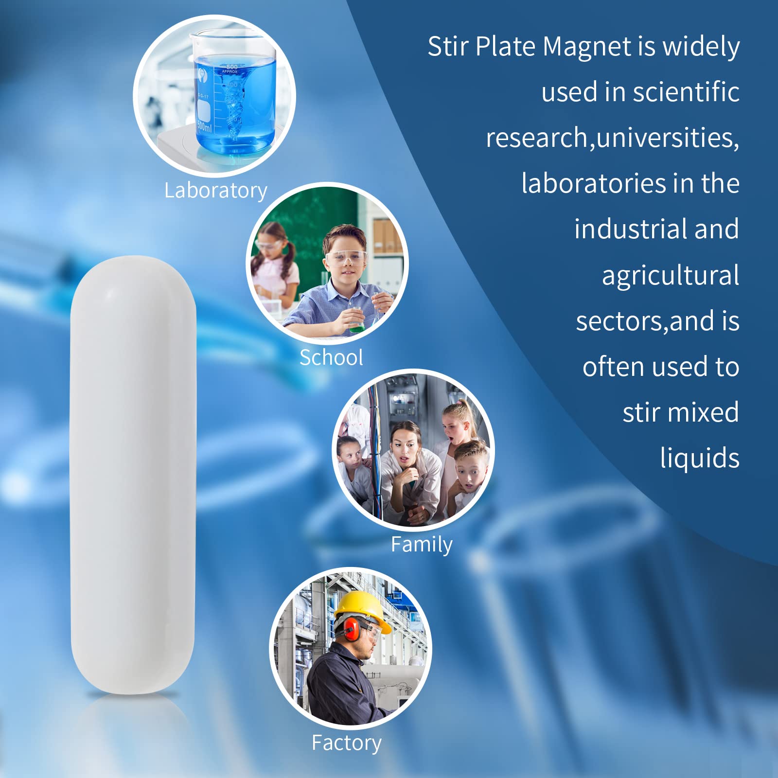 VARWANEO Stir Bars 5 Pcs 6 x 10mm(0.4 inch) PTFE Magnetic Stirrer Mixer Stir Bar,White Color,Laboratory Bar,Stir Plate Bar