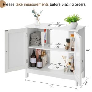 Iwell Pedestal Sink Storage Cabinet with 2 Doors and Shelf, Under Sink Cabinet, Bathroom Sink Cabinet with U-Shape, White