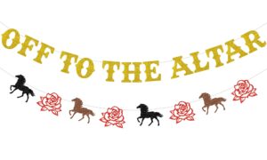 derby themed bachelorette party off to the altar banner horse racing and rose garland for bridal shower decorations