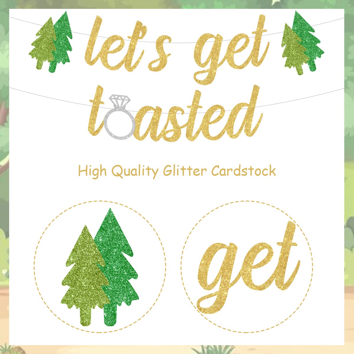 Sursurprise Camping Bachelorette Party Decorations, Let’s Get Toasted Banner for Cabin Mountain Bridal Shower Engagement Wedding