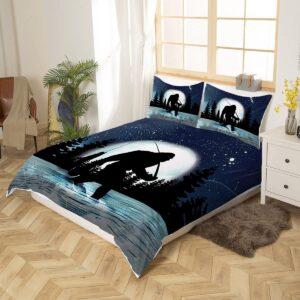 SATIGI Bigfoot Galaxy Moon Bedding Set Bigfoot Bed Set Twin Queen for Children Adult Teens Girls Boys Soft Microfiber Breathable Bigfoot Comforter Cover (Bigfoot Design 01, Twin/Full/Queen/King)