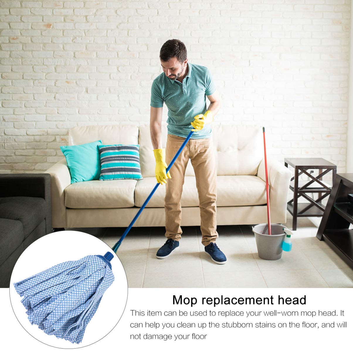 Cabilock 2pcs Mop Replacement Head Cotton Floor Mop Refills Reusable Mopping Head Cleaning Accessories Wet Dry Mop Microfiber Mop Floor Cleaning Tool Floor Mop Heads Cotton Rope Commercial