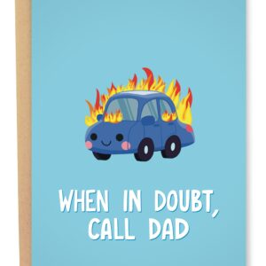 Sleazy Greetings Funny Happy Father's Day Greeting Card | Cheeky Birthday Card For Dad | Bday Card with Envelope (When In Doubt Call Dad)