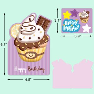 ceiba tree Birthday Cards 18 Pack Assortment Cupcake Shaped Greeting Card Notes DIY Happy Birthday Cards with Envelopes and Stickers