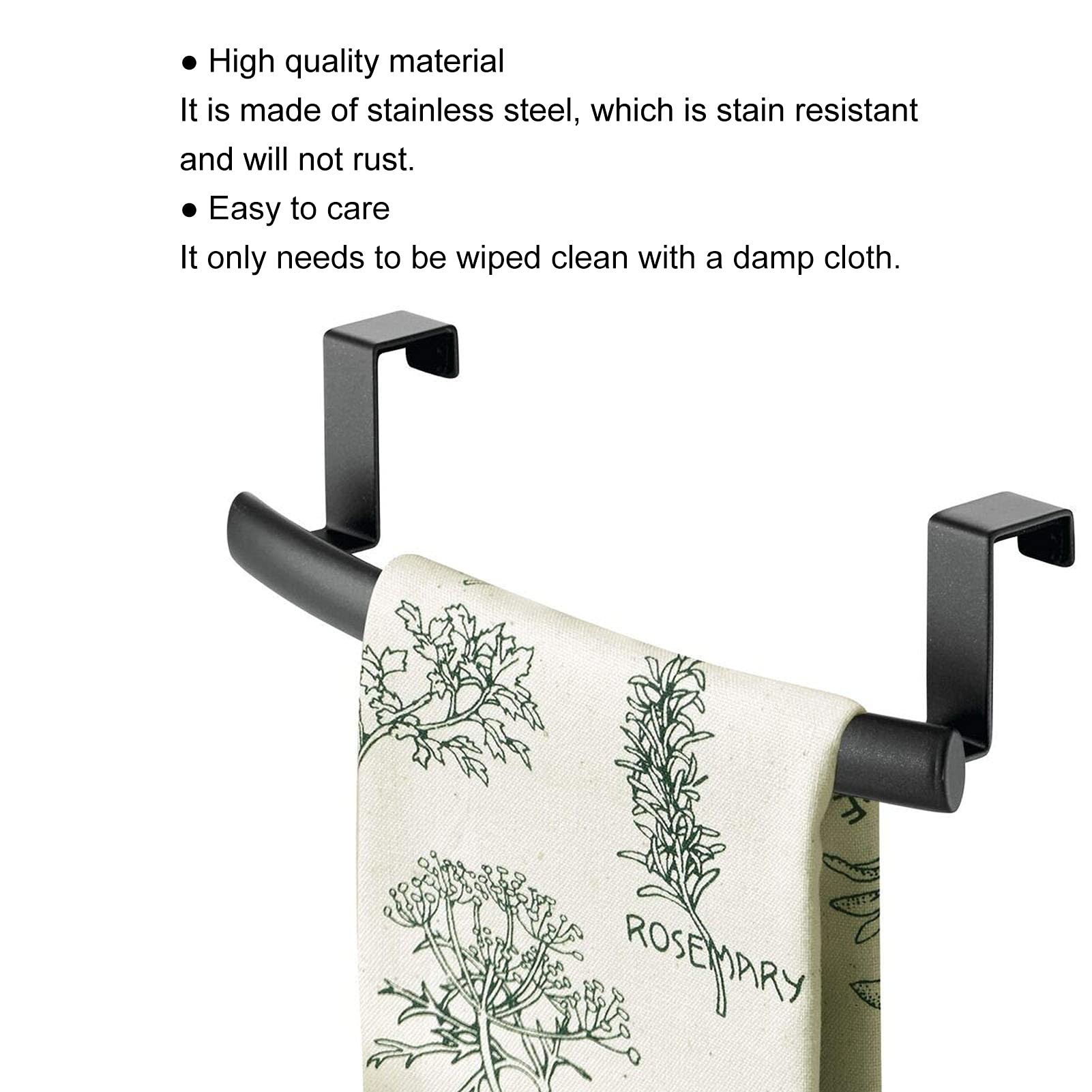 Greensen Kitchen Towel Holder Over Door Towel Rail Stainless Steel, Over The Door Towel Rail Tea Towel Holder for Cupboard Doors and Drawers, Towel Rack for Kitchen and Bathroom, No Drilling(36CM)