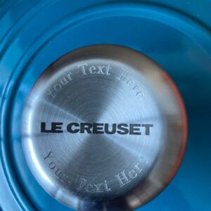 Le Creuset 9 1/2 Qt. Signature Oval Dutch Oven w/Additional Engraved Personalized Stainless Steel Knob - Oyster