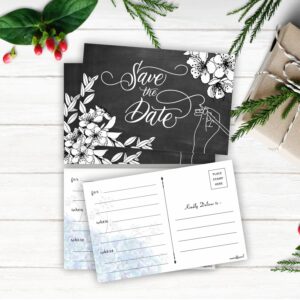 PARTH iMPEX Save The Date Postcards - (Pack of 50) 4" x 6" with Mailing Side for Wedding Engagement Anniversary Bridal Baby Shower Birthday Invitation Event Reminder Cards - Chalkboard