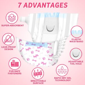 Dono Disposable Pet Diapers Female Dogs Super Absorbent Soft Heating Pee Diapers Liners XXS-M, Puppy Diapers Doggy Cats (X Small 54count)