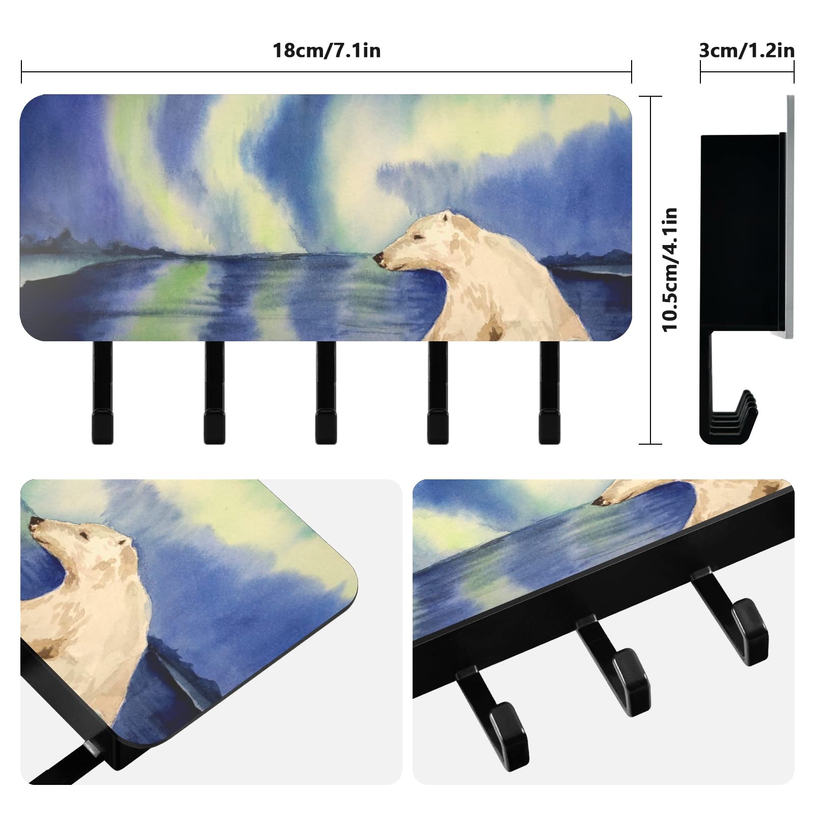 SUABO Key Holder for Wall Decorative, Mail Holder Wall Mount, Polar Bear Wall Hooks for Hanging