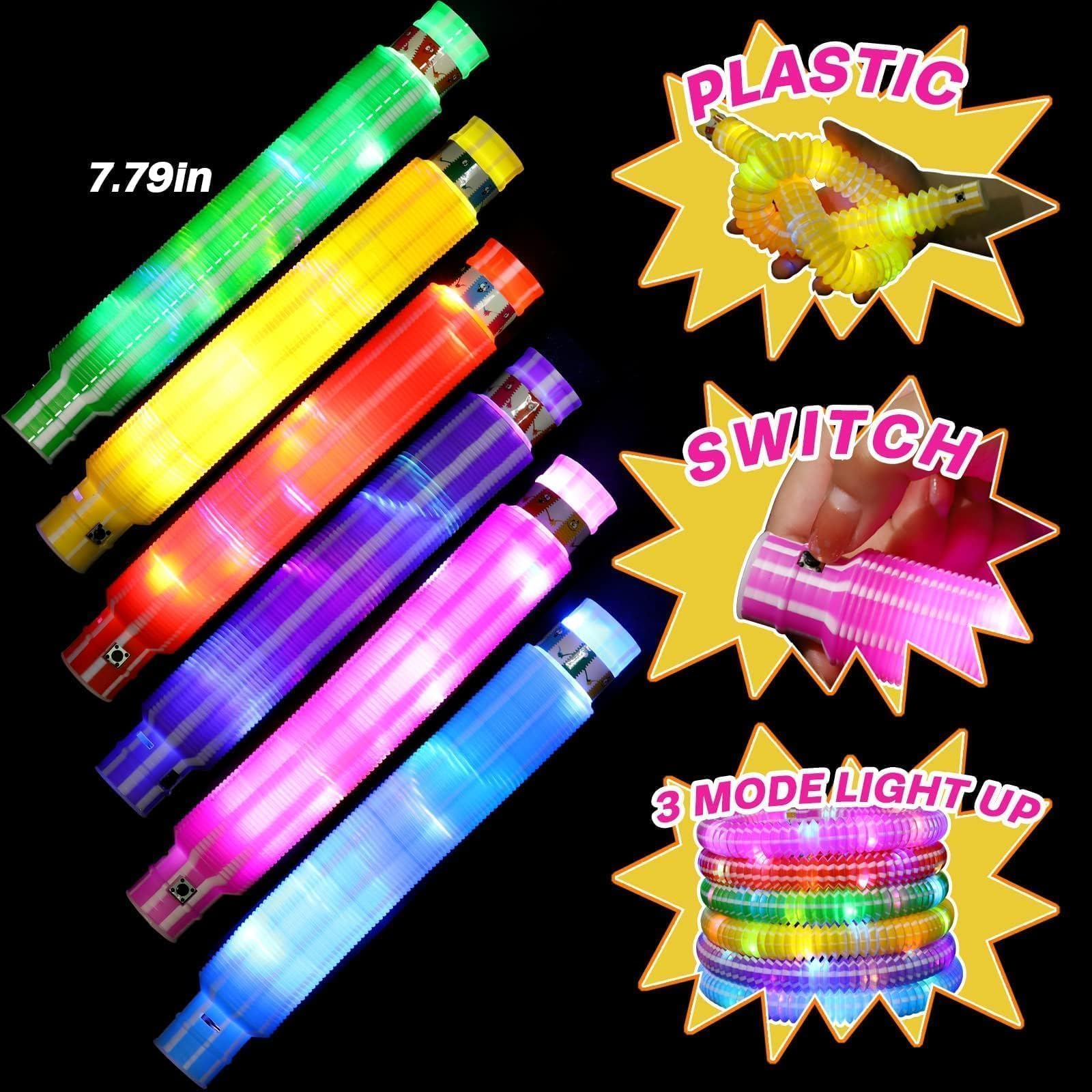 24 Pcs Glow Sticks Party Favors for Kids,Light Up Tubes Fidget Toys,Glow in The Dark Party Supplies Camping Toys, LED Bracelet Necklace Christmas Goodie Bag Stuffers Birthday Return Gifts