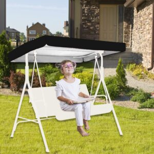 ikasus Outdoor Patio Canopy Swing Chair Cover, Replacement Canopy for Swing Outdoor Oxford Cloth Waterproof Top Dust Rain Proof Cover for Patio Swing Garden Swing Outdoor Black (Top Cover,65 x 45)