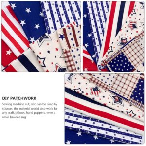 American Flag Cotton Fabric Patchworks: 7pcs Quilting Independence Stripe US Flag Sewing Fabrics Patriotic Decoration for Independence Day 25x25cm