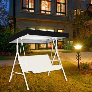 ikasus Outdoor Patio Canopy Swing Chair Cover, Replacement Canopy for Swing Outdoor Oxford Cloth Waterproof Top Dust Rain Proof Cover for Patio Swing Garden Swing Outdoor Black (Top Cover,65 x 45)