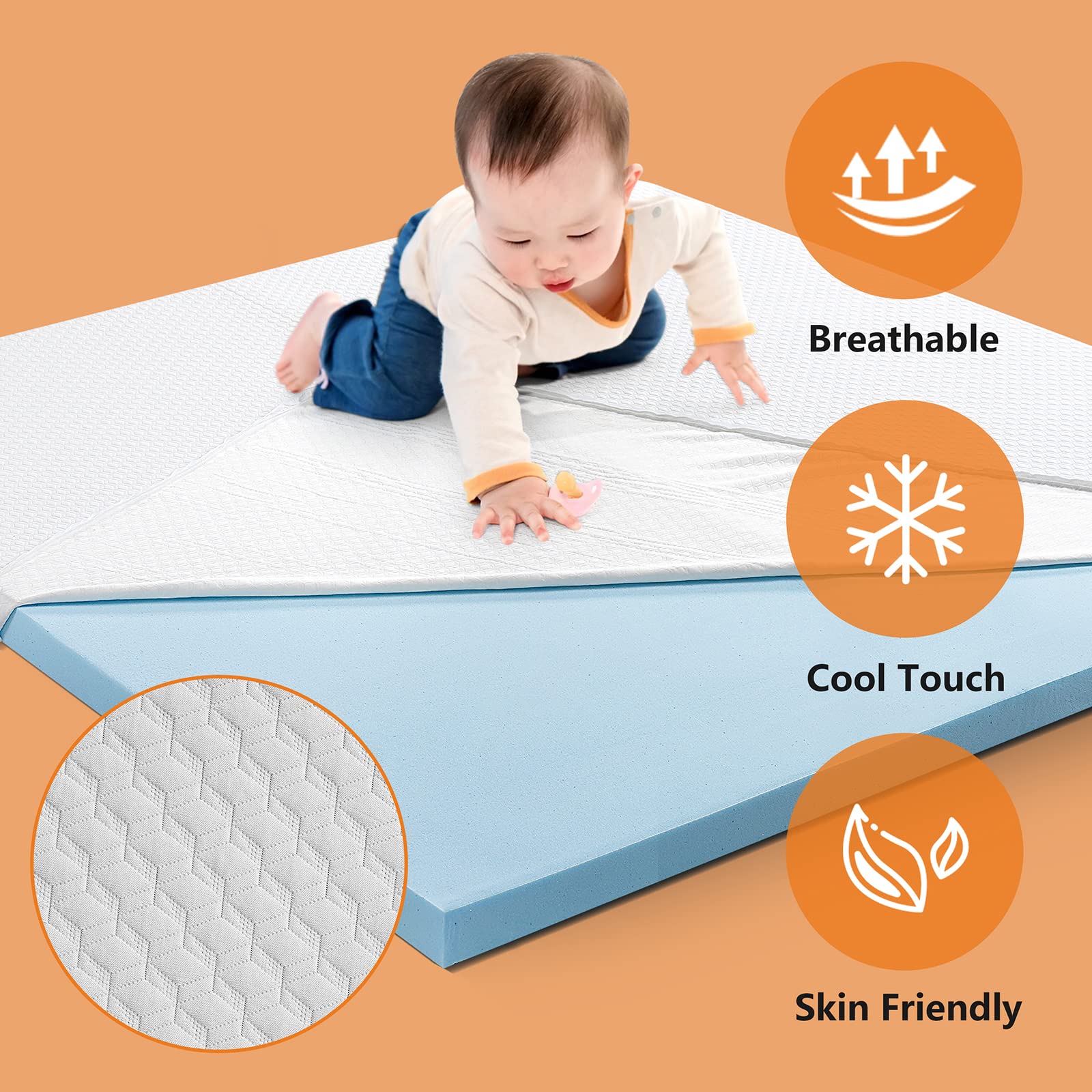 ORTHOMTEX 3 Inch Cooling Gel Memory Foam Mattress Topper Twin Size Bed,Removable Soft Cover, Comfort Body Support - Pressure Relief,10 Year Warranty