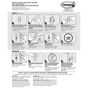 Command Medium Designer Bath Hooks, White, 2-Hooks, 4-Water-Resistant Strips, Organize Damage-Free (Pack of 2)