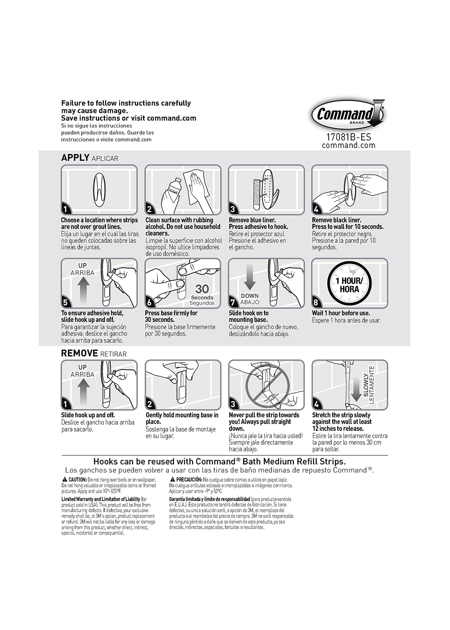 Command Medium Designer Bath Hooks, White, 2-Hooks, 4-Water-Resistant Strips, Organize Damage-Free (Pack of 2)