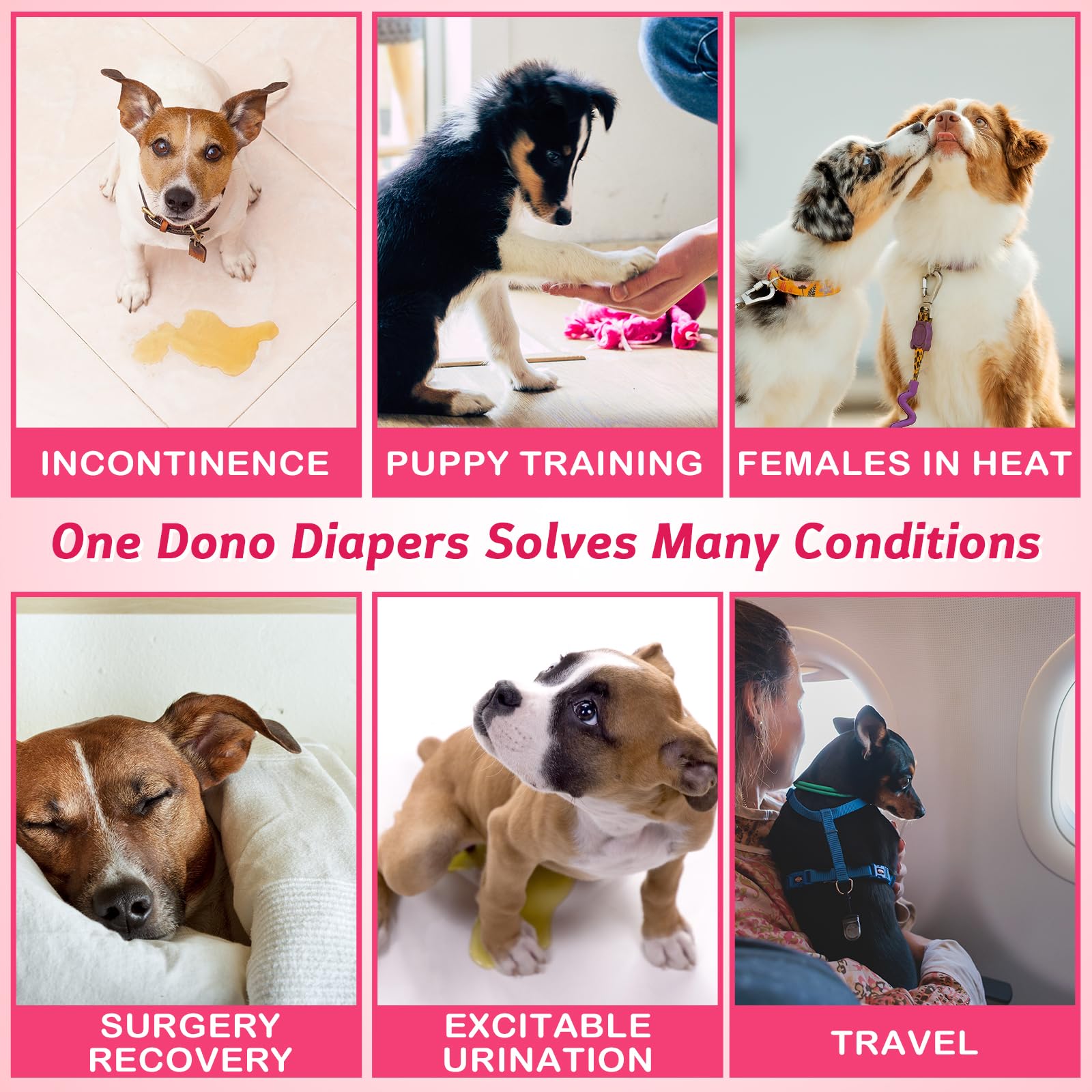 Dono Disposable Pet Diapers Female Dogs Super Absorbent Soft Heating Pee Diapers Liners XXS-M, Puppy Diapers Doggy Cats (X Small 54count)