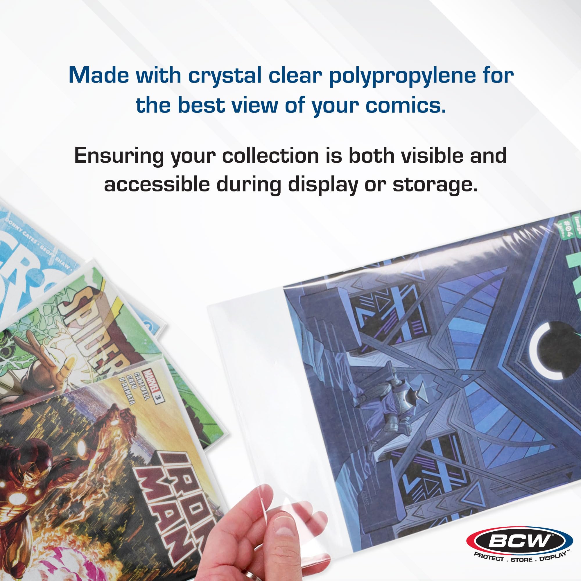 BCW Resealable Current/Modern Comic Bags - 200 ct | Acid-Free Modern Comic Bags for Current Issues | Exterior 6 7/8 x 10 1/2 inches | Crystal Clear Protection for Your Comic Collection