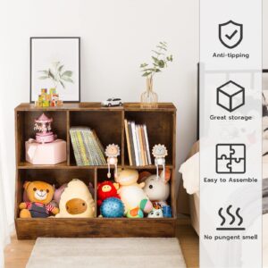 HOOBRO Storage Chest, Wooden Storage Box Kids Bookshelf, Bookcase Footboard BF75CW01G1-BF32CW01