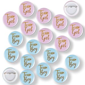 gentlife gender reveal button pins 30 pcs, team boy girl button pins baby shower pink blue button pin for baby shower party favors gender reveal party supplies