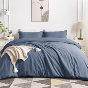 bedelite navy duvet cover set twin size - super soft washed microfiber duvet twin xl comforter cover-hotel collection cozy full size bedding sets 3 piece with zipper closure for all season