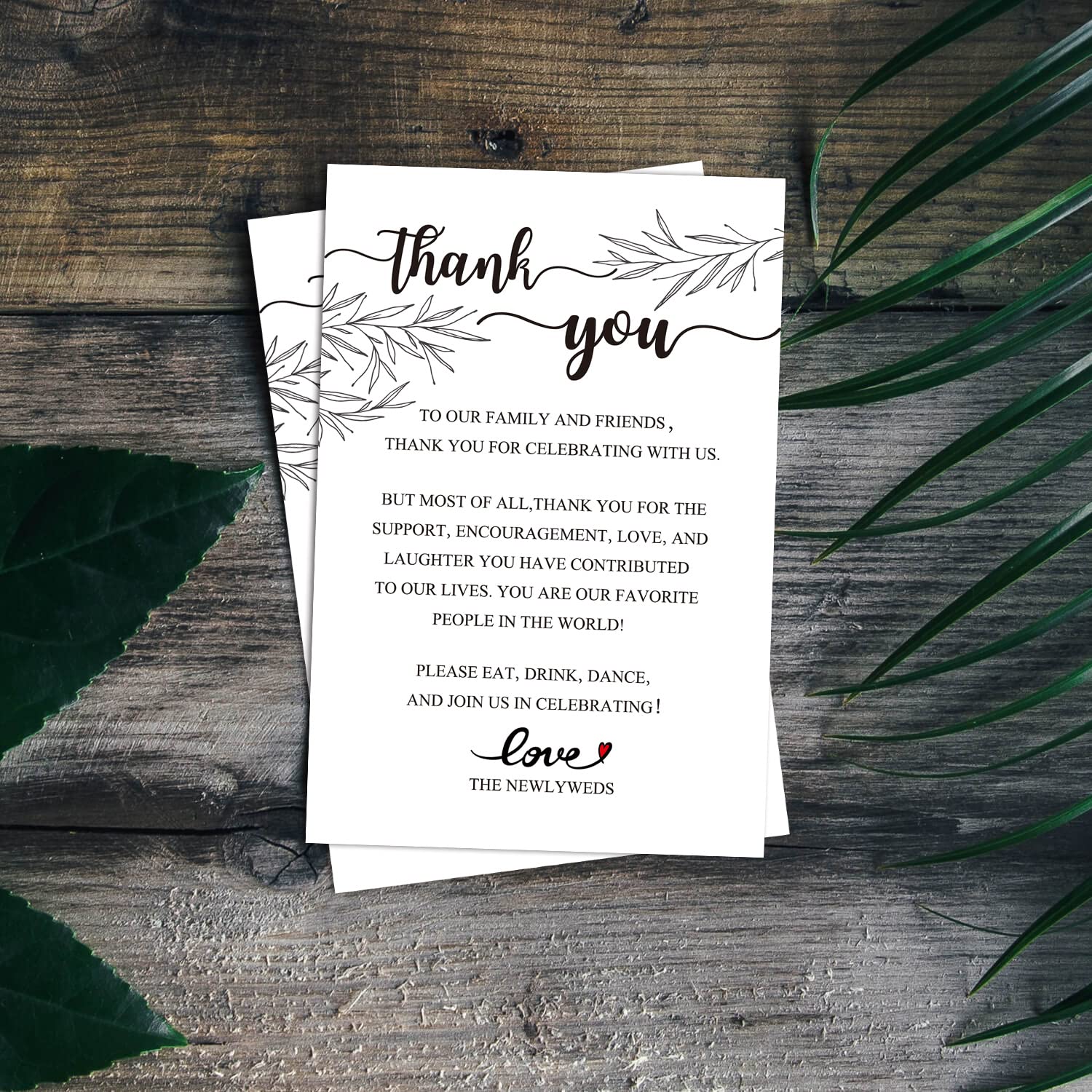 EKSPLODI 50 Wedding Thank You Place Setting Cards, Wedding Reception Thank You Cards, Table Centerpieces and Wedding Decorations, Bridal, Engagement, Anniversary, 4x6