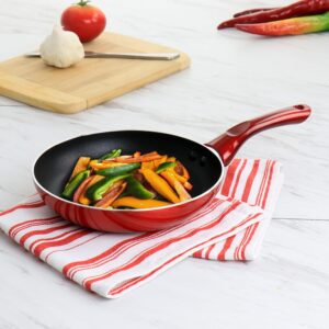 Better Chef 8in Silver Metallic Non Stick Gourmet Fry Pan in Red