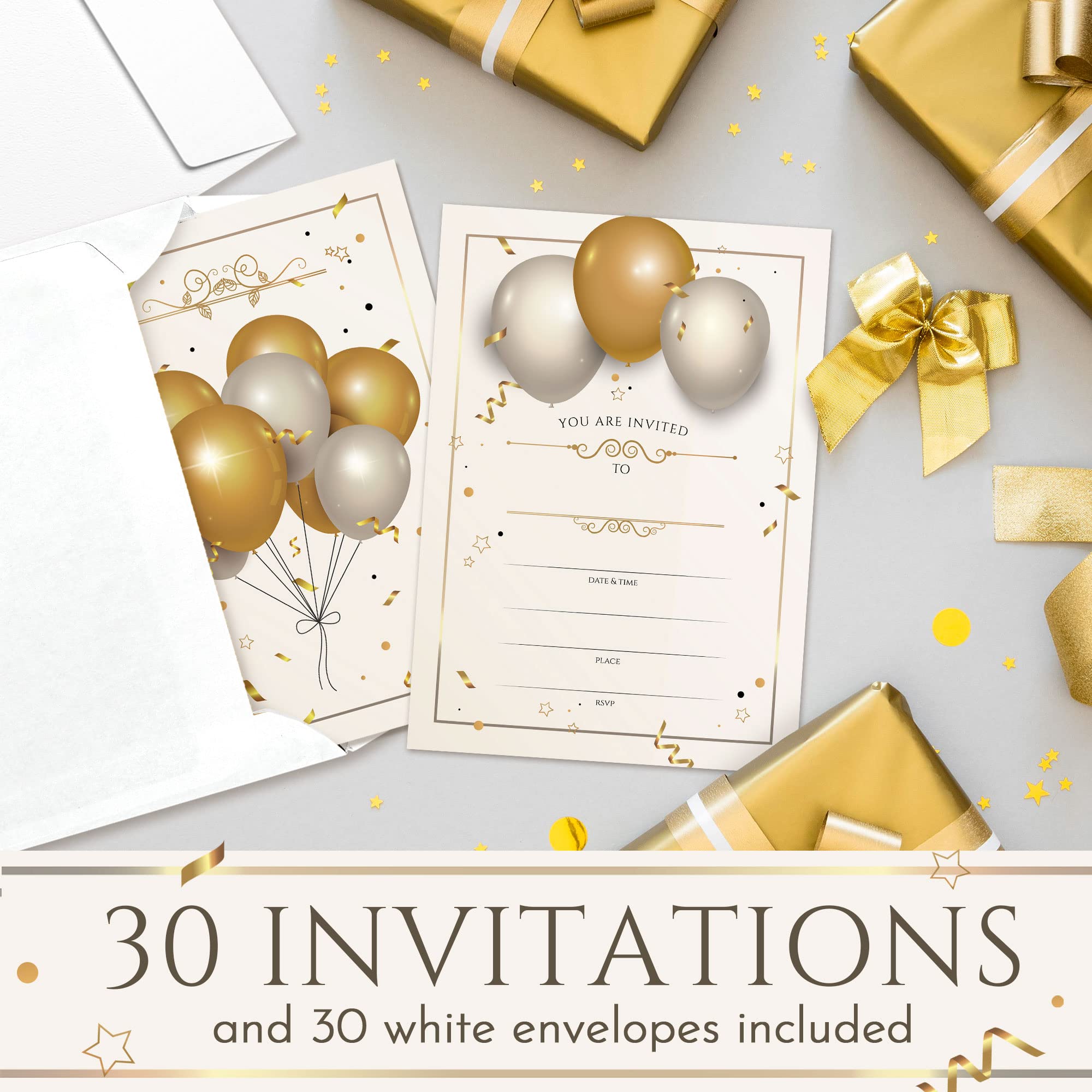 30 Pack Glossy Birthday Party Invitations with Envelopes , Birthday Invites , Birthday Invitation , Invitation Cards , Birthday Invitation Cards