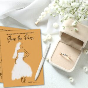 Bridal Shower Game - Guess the Dress Cards Games - Unique Wedding Shower Games Ideas - Fun Wedding Party Favor Decor - Engagement/Bachelorette Party Games Supplies & Activities - 30 Game Cards(D02)