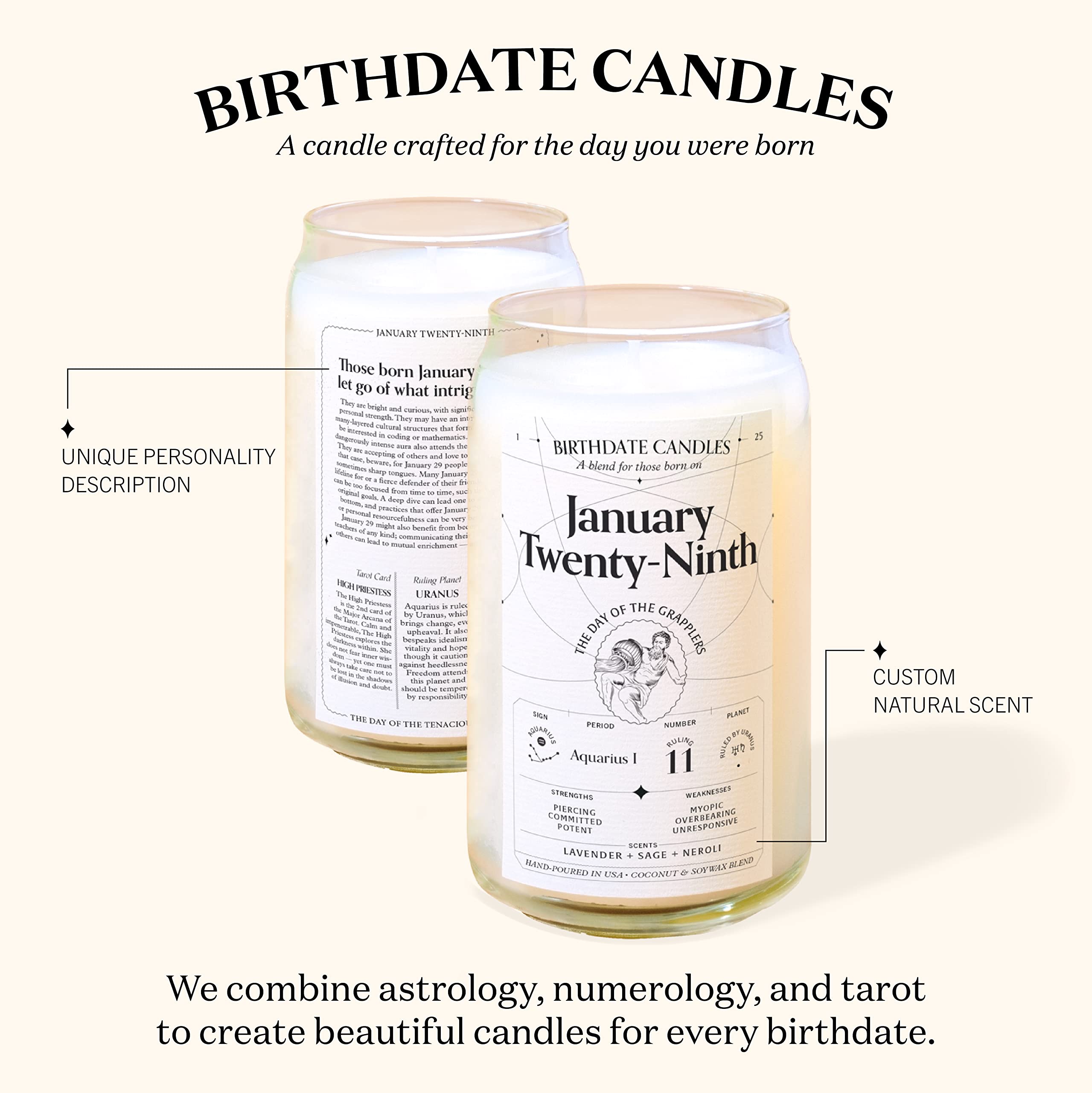 Birthdate Candles, October 30 - Scorpio Zodiac Scented Candles Birthday Gift - Bergamot, Cinnamon & Mahogany Scent - All-Natural Soy & Coconut Wax, 60-80 Hour Burn Time - Made in USA