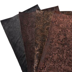 David accessories Bump Texture Faux Leather Sheet 4 Pcs 7.7" x 12.9" (20 cm x 33 cm) Plain Geometric Pattern Printed Faux Leather Fabric Sheet for DIY Bows Earrings Making Crafts (Bump Texture)