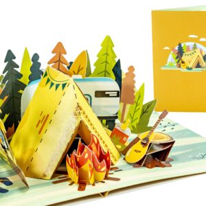 Camping Trip,3D Pop Up Greeting Card For All Occasions,Love, Birthday, Christmas, Congrats, Travel, Retirement, Mountain, Forest, Outdoor, Summer, Holiday,Hard Envelope,Handcrafted With Love