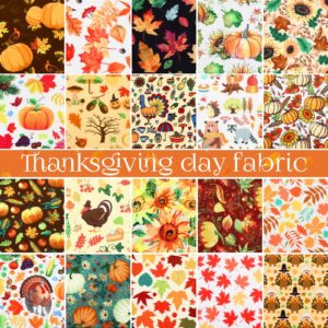 frienda 20 pcs fall fabric squares thanksgiving autumn patchwork fabrics fat quarters fall fabric bundles maple leaf turkey square fabric for fall sewing diy crafts