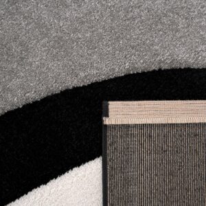 Grey Black Area Rug with Contour Cut and Modern Wave Pattern, Size: 6'7" x 9'6"