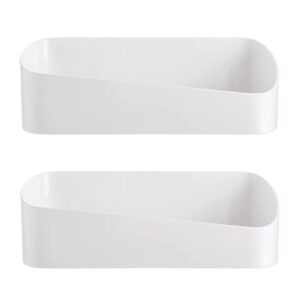 sunficon 2 pack adhesive bathroom shelf organizer shower caddy no drilling shower shelf bath essentials shampoo spice holder 4 clear adhesives for shower room bathroom kitchen white