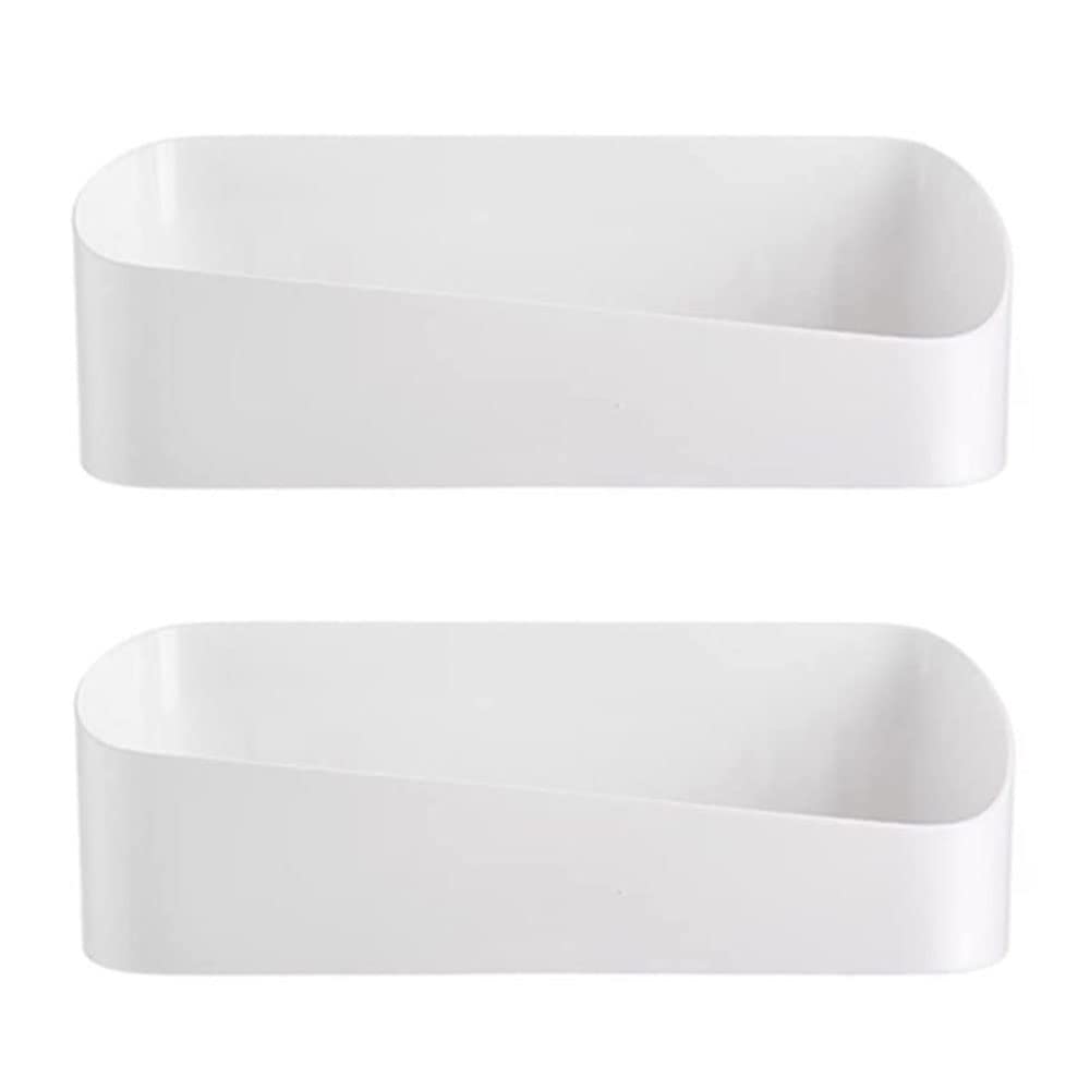 SUNFICON 2 Pack Adhesive Bathroom Shelf Organizer Shower Caddy No Drilling Shower Shelf Bath Essentials Shampoo Spice Holder 4 Clear Adhesives for Shower Room Bathroom Kitchen White