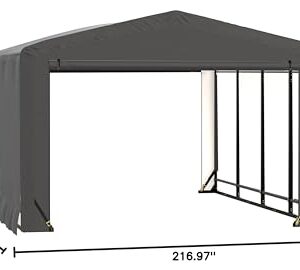 ShelterLogic ShelterTube Garage & Storage Shelter, 12' x 18' x 8' Heavy-Duty Steel Frame Wind and Snow-Load Rated Enclosure, Gray