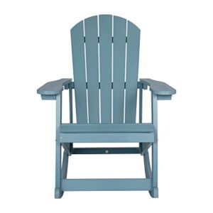 Flash Furniture Savannah Poly Resin Wood Adirondack Rocking Chair - All Weather Sea Foam Polystyrene - Stainless Steel Hardware