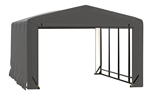 ShelterLogic ShelterTube Garage & Storage Shelter, 12' x 18' x 8' Heavy-Duty Steel Frame Wind and Snow-Load Rated Enclosure, Gray