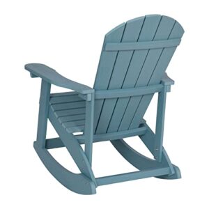 Flash Furniture Savannah Poly Resin Wood Adirondack Rocking Chair - All Weather Sea Foam Polystyrene - Stainless Steel Hardware