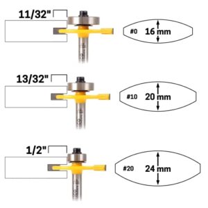 YONICO Biscuit Cutter Joint Slot Router Bit & Bearing Set 1/4-Inch Shank 14383q