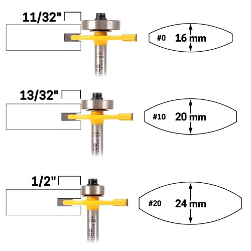 YONICO Biscuit Cutter Joint Slot Router Bit & Bearing Set 1/4-Inch Shank 14383q