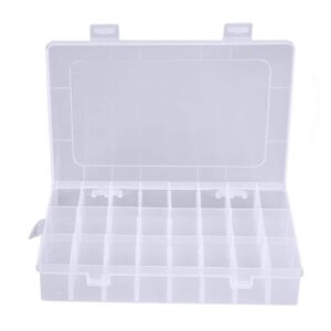 pinyuan practical 24 grids compartment plastic storage box jewelry earring bead screw holder case display organizer container (clear)