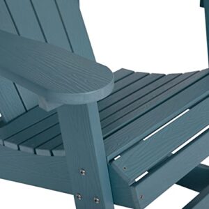 Flash Furniture Savannah Poly Resin Wood Adirondack Rocking Chair - All Weather Sea Foam Polystyrene - Stainless Steel Hardware